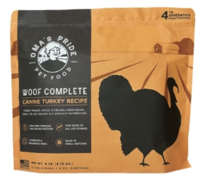 Oma&#39;s Pride Dog Frozen Bag Turkey 6lb