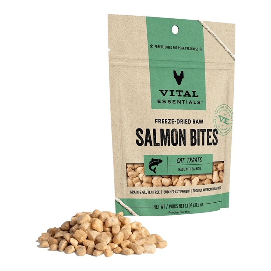 Vital Essentials Dog &amp; Cat Freeze Dried Bites Salmon, Size: 1.1oz