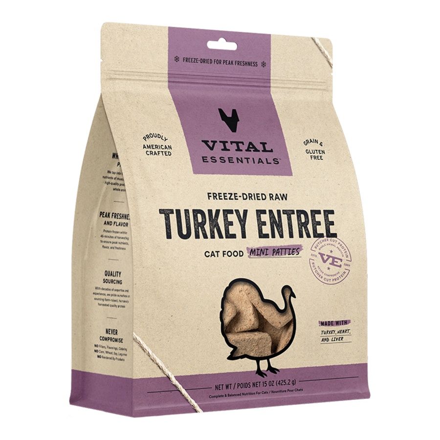 Vital Essentials Cat Freeze Dried Mini Patties Turkey 15oz
