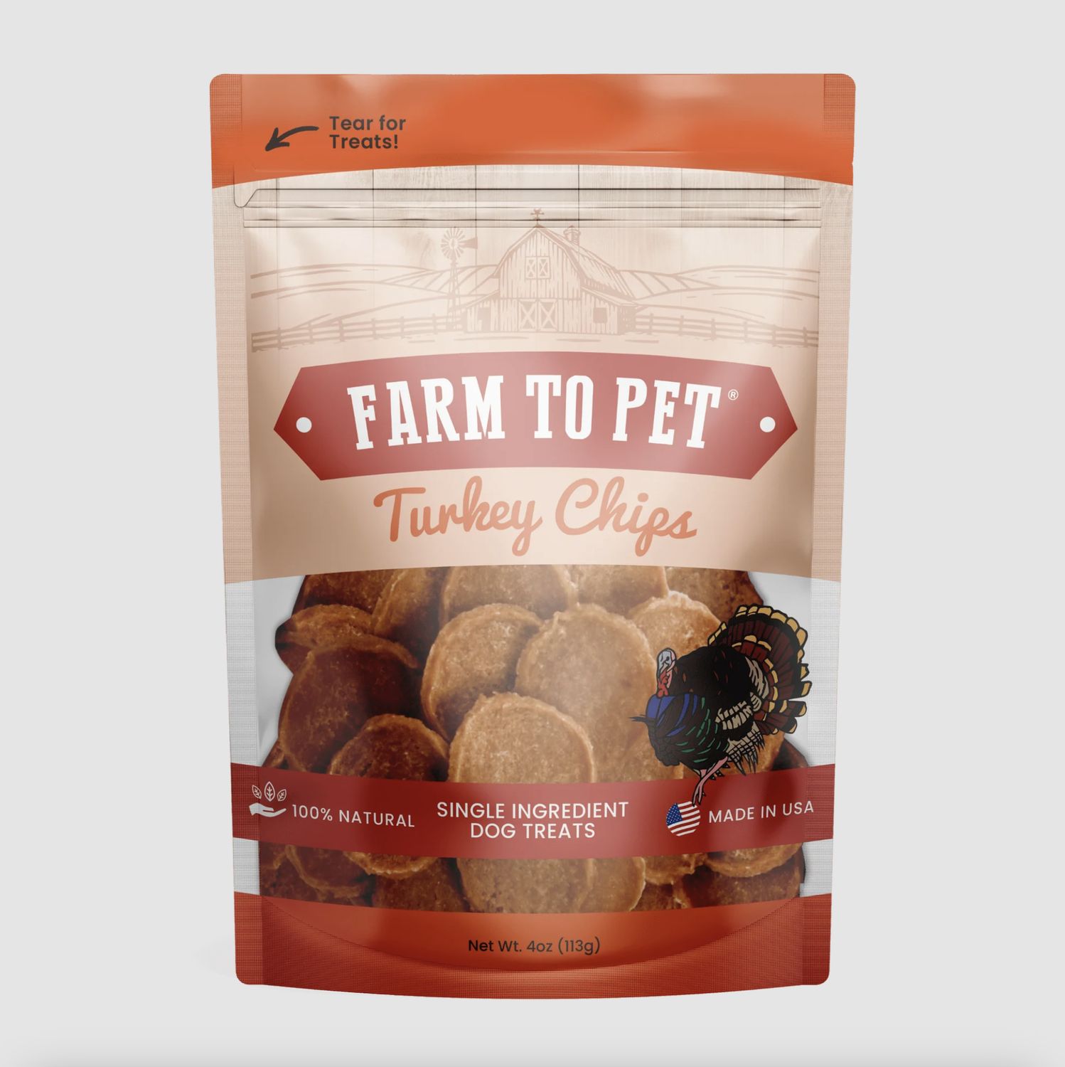 Farm To Pet Single-Ingredient Turkey Chips, Size: 4 oz