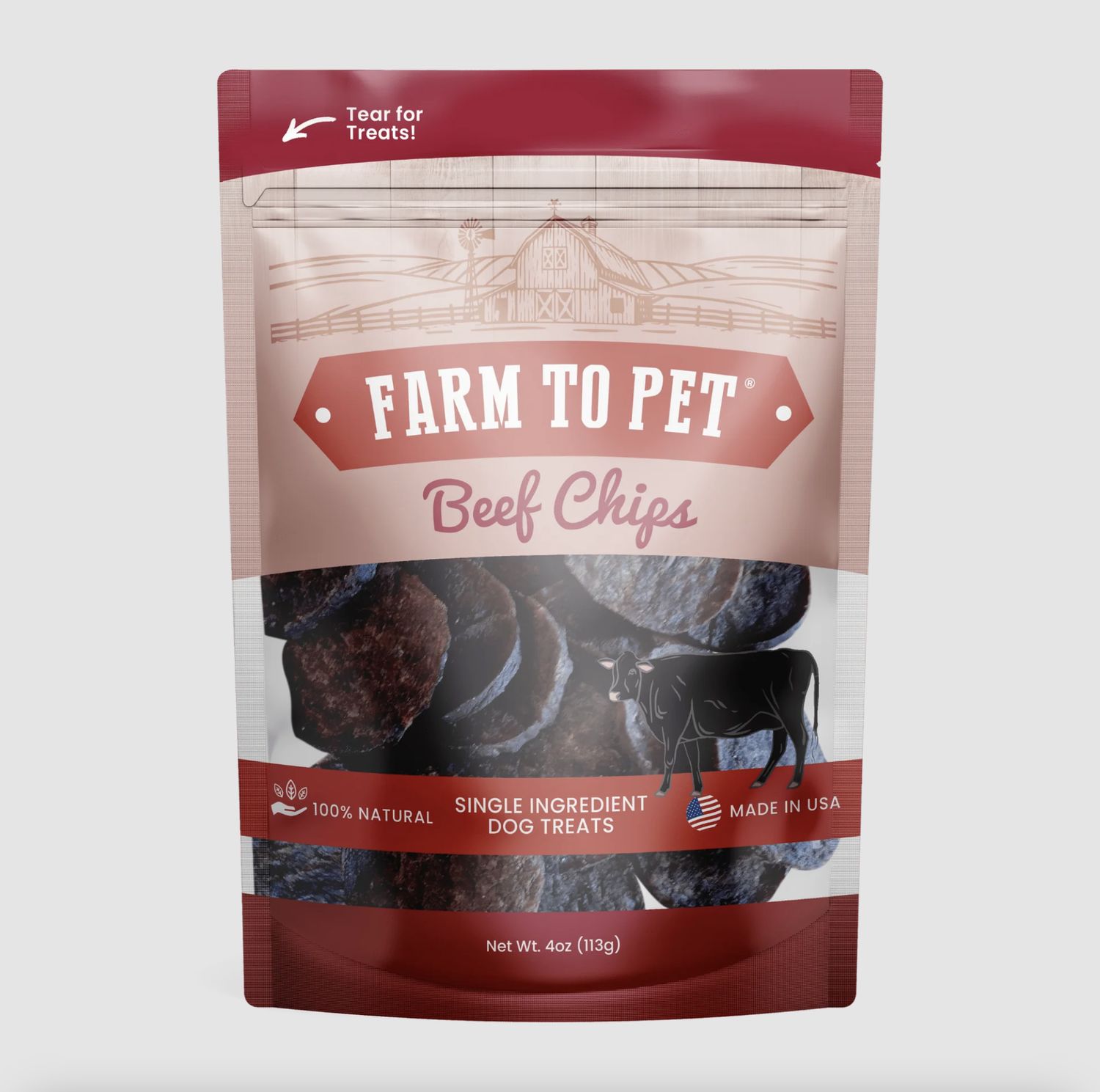 Farm To Pet Single-Ingredient Beef Chips, Size: 4 oz