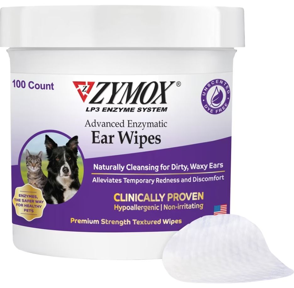 Zymox Dog &amp; Cat Advanced Enzymatic Ear Wipes Jar 6oz