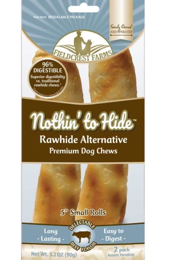 Fieldcrest Farms Dog Nothin&#39; To Hide Rawhide Alternative Rolls 3.2oz, Flavor: Beef