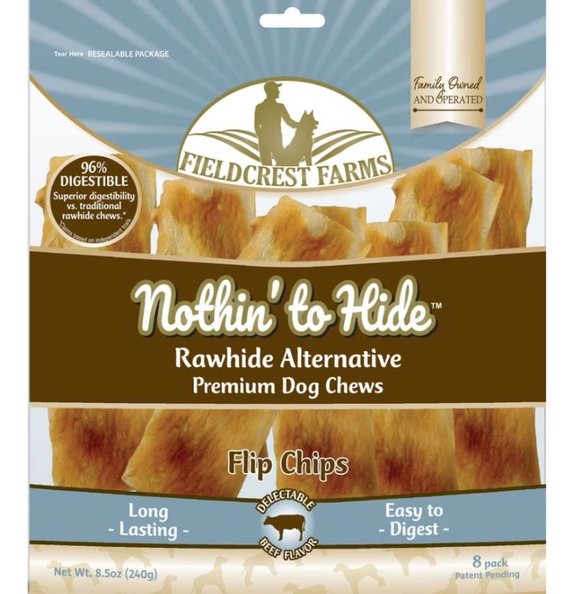 Fieldcrest Farms Nothin&#39; To Hide Rawhide Alternative Flip Chips 8.5oz, Flavor: Beef