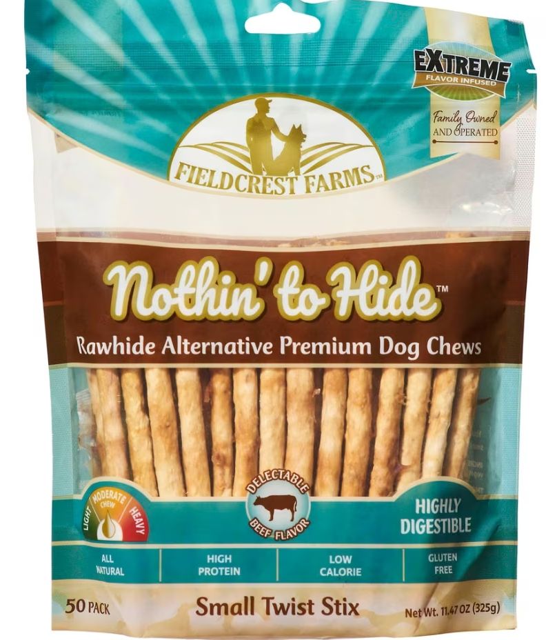 Fieldcrest Farms Nothin&#39; To Hide Rawhide Alternative Twist Stix 11.47oz, Flavor: Beef