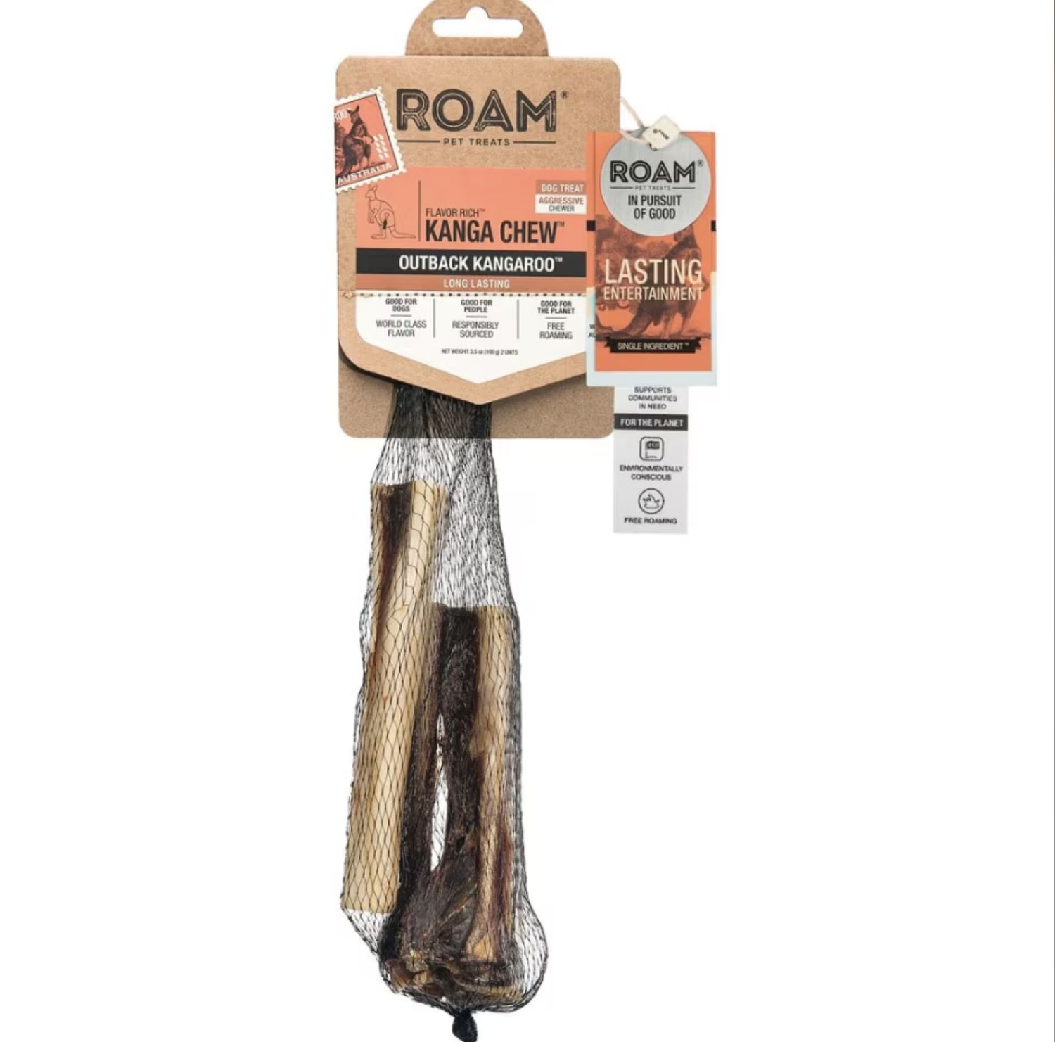 Roam Dog Kanga Chew Outback Kangaroo 2pk