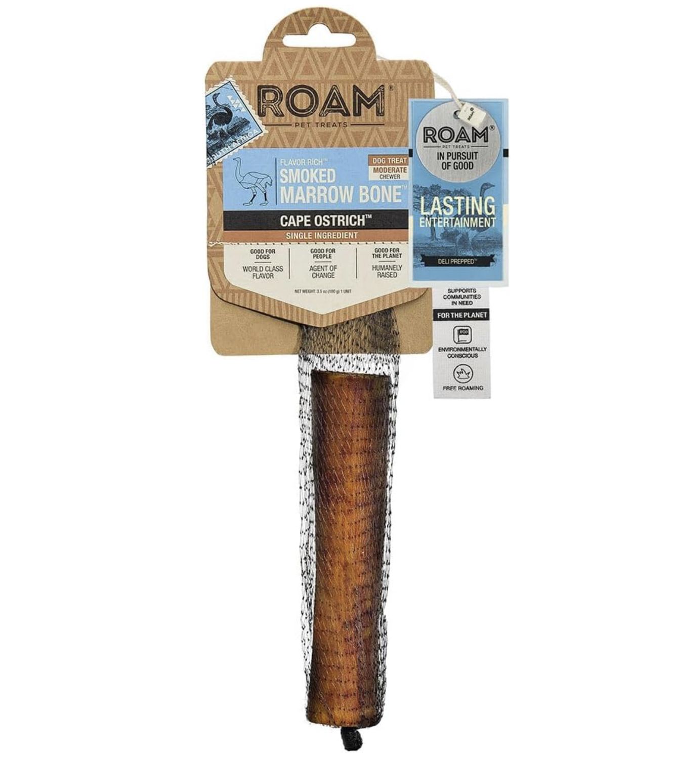 Roam Dog Smoked Marrow Bone Ostrich 1pk