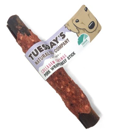 Tuesday&#39;s Dog Collagen Cravings Pork Wrap Beef Stick 6inch
