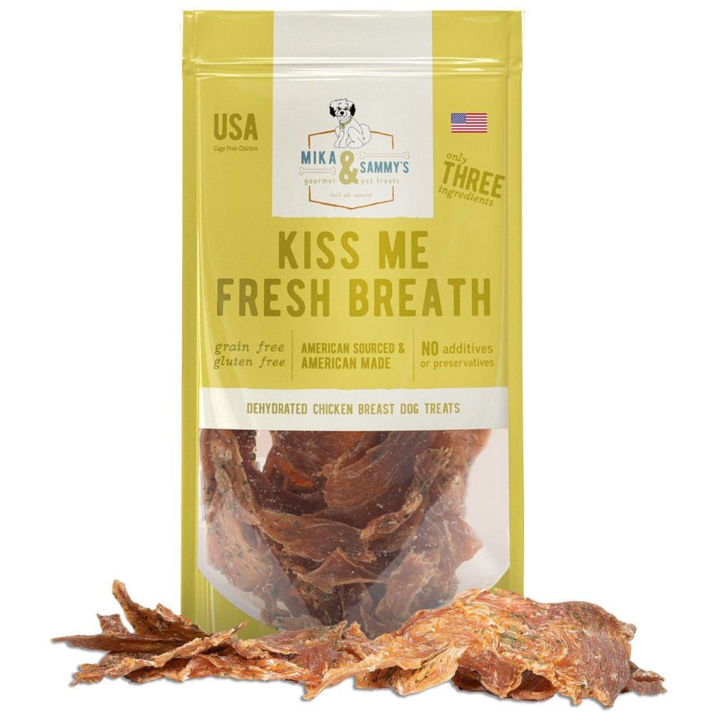 Mika &amp; Sammy&#39;s Dog Kiss Me Fresh Breath Chicken Jerky, Size: 5oz