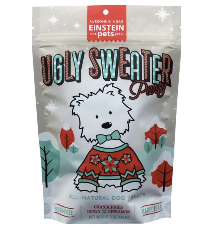 Einstein Pets Dog Christmas Treat Ugly Sweater 5oz
