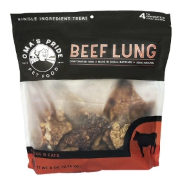 Oma&#39;s Pride Dog &amp; Cat Dehydrated Beef Lung 8oz