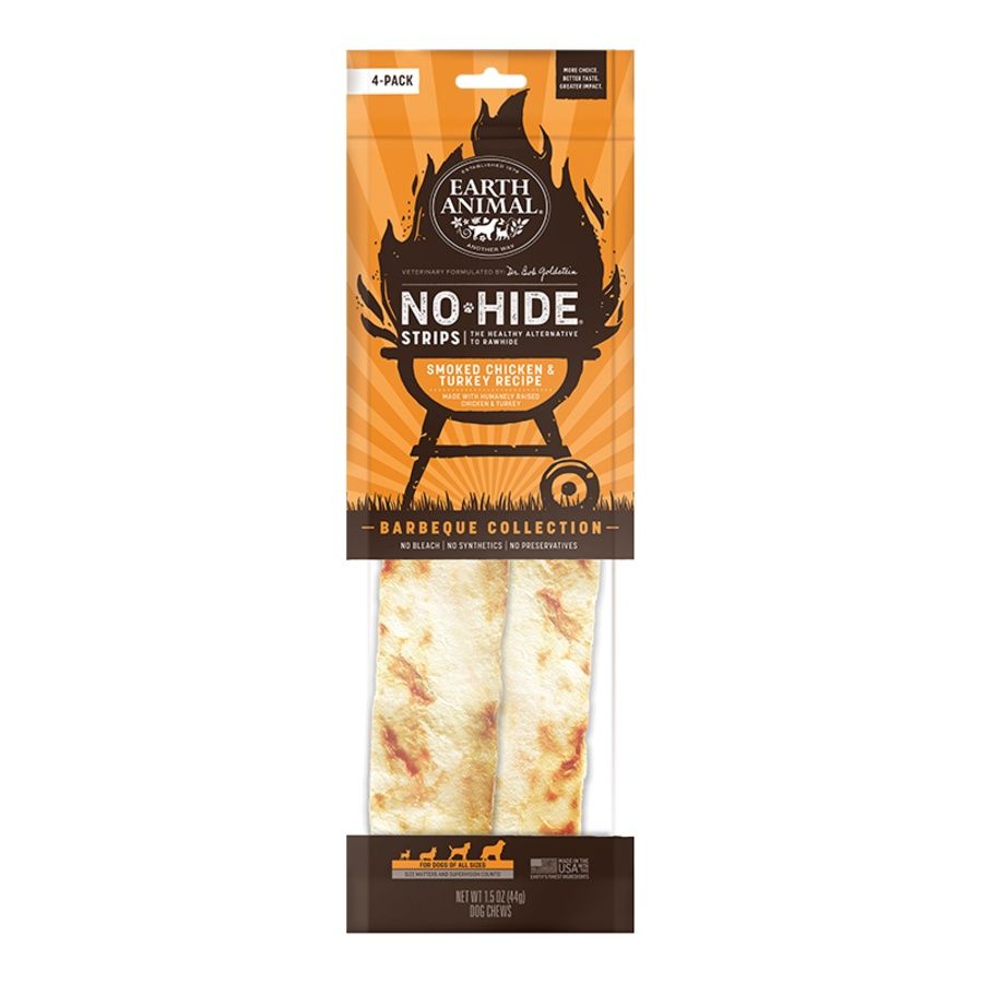 Earth Animal Dog No-Hide BBQ Strips Chicken 4 Pack