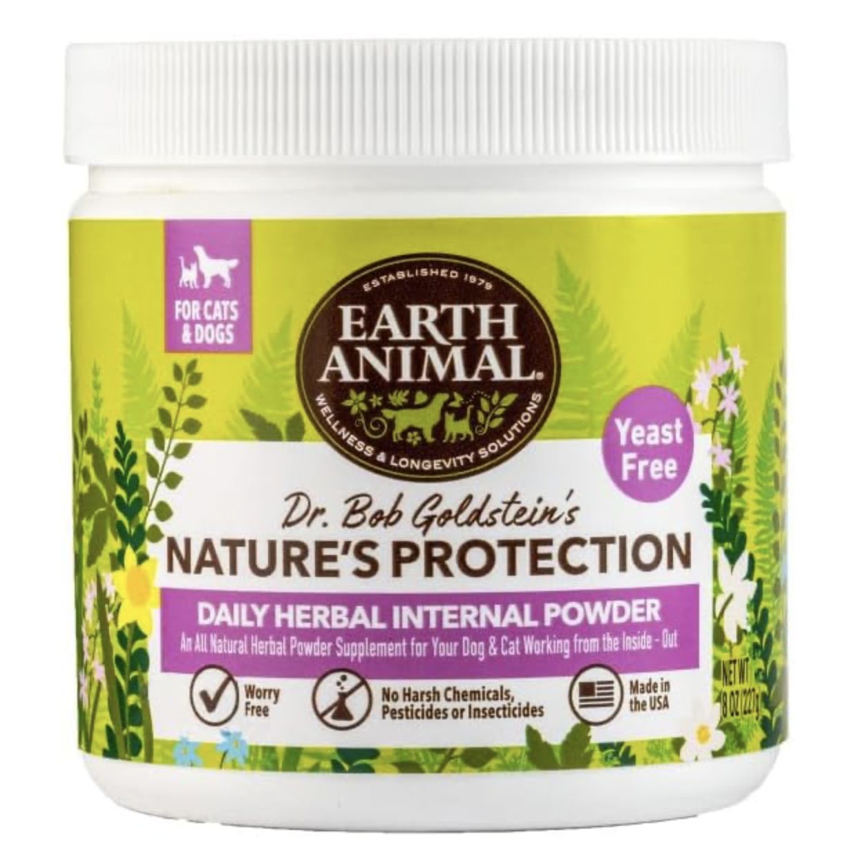 Earth Animal Dog &amp; Cat Internal Powder Yeast Free 8oz