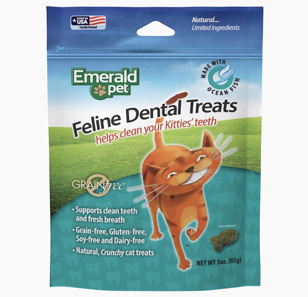 Emerald Pet Cat Dental Treats Ocean Fish 3oz