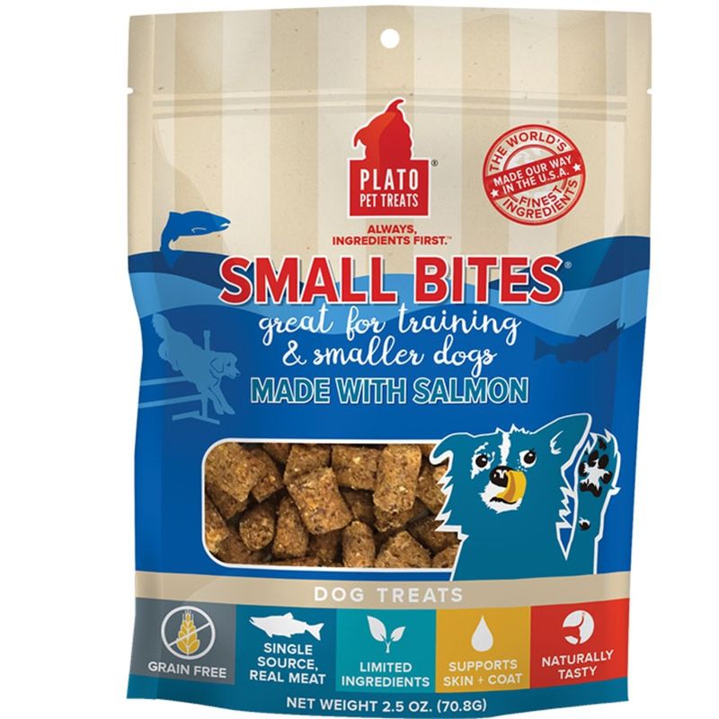 Plato Pet Treats Dog Small Bites Grain Free Salmon 2.5oz