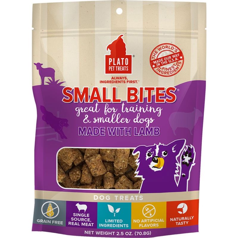 Plato Pet Treats Dog Small Bites Grain Free Lamb 2.5oz