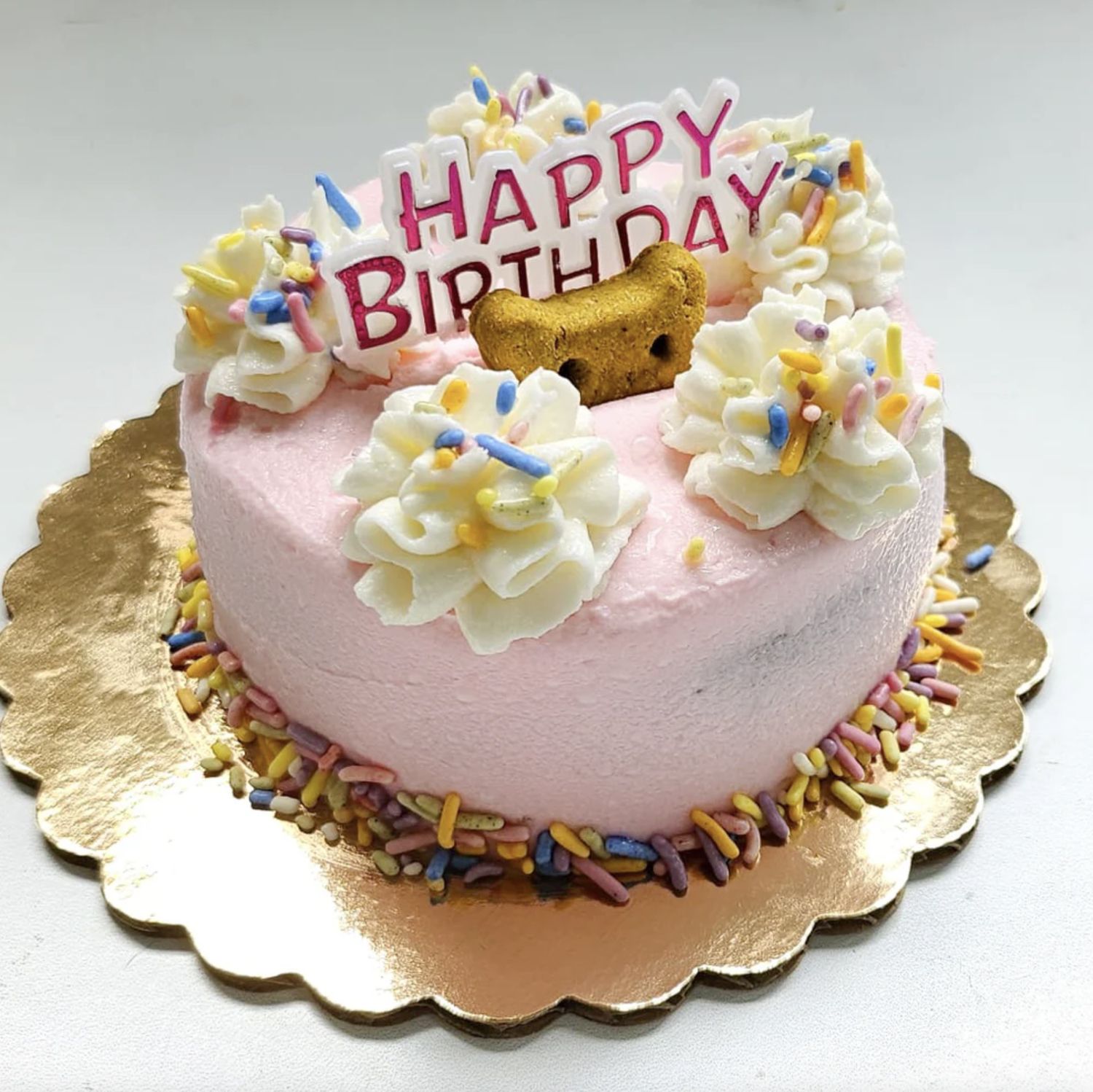 District Dog Pink Sprinkles Soft Frosting Dog Cake