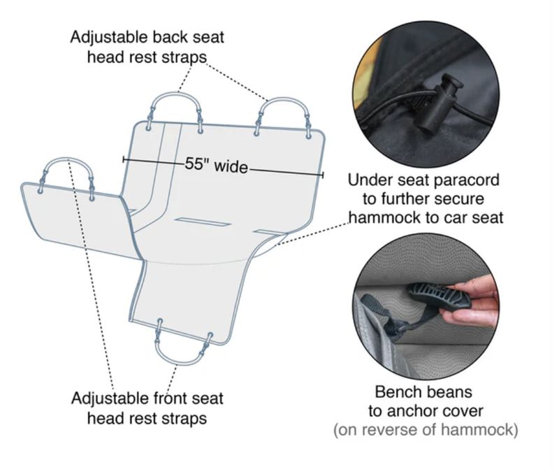 Kurgo Rover Car Hammock Cover Charcoal