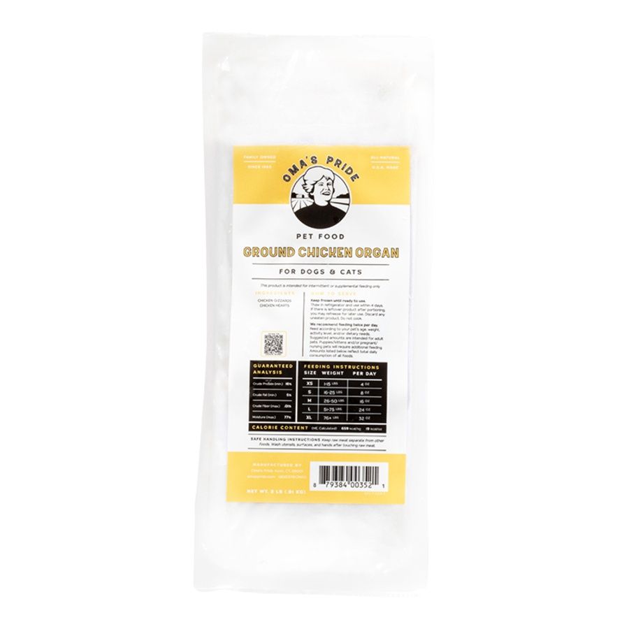 Oma&#39;s Pride Dog &amp; Cat Frozen Ground Chicken Organ 2lb