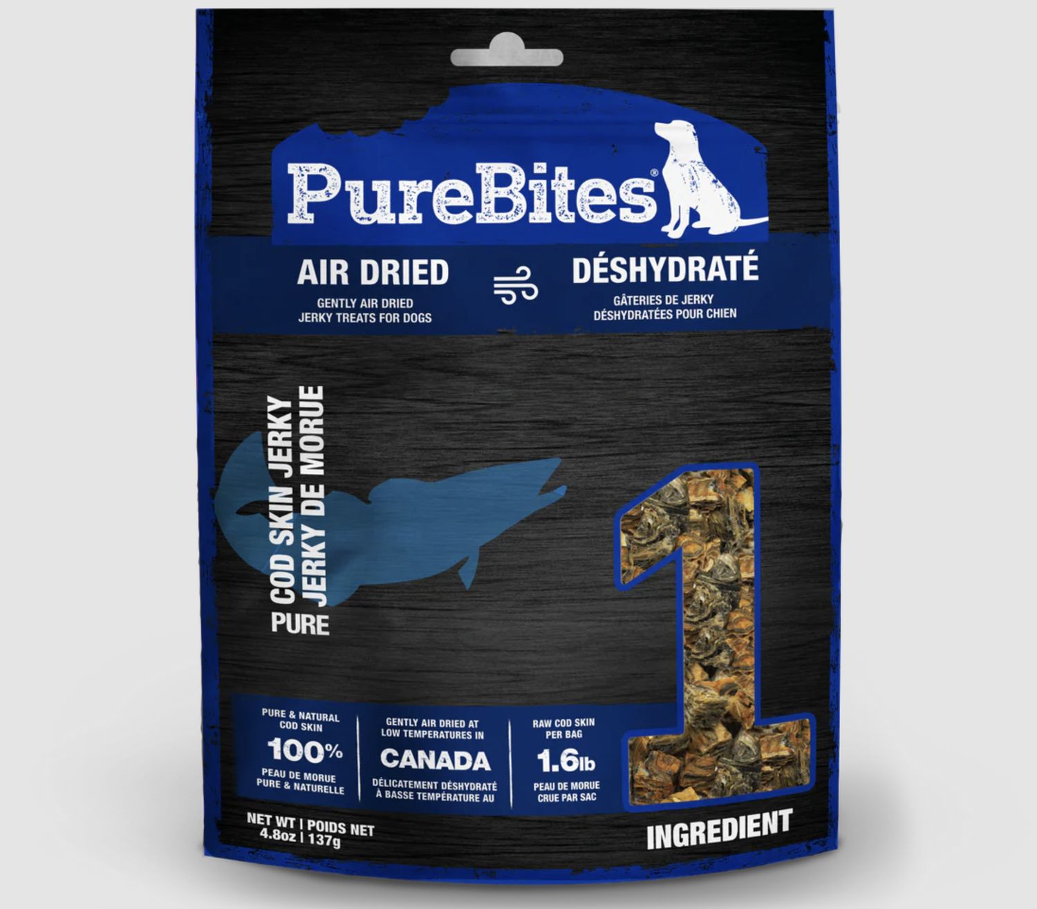PureBites Dog Jerky Cod Skin 4.8oz