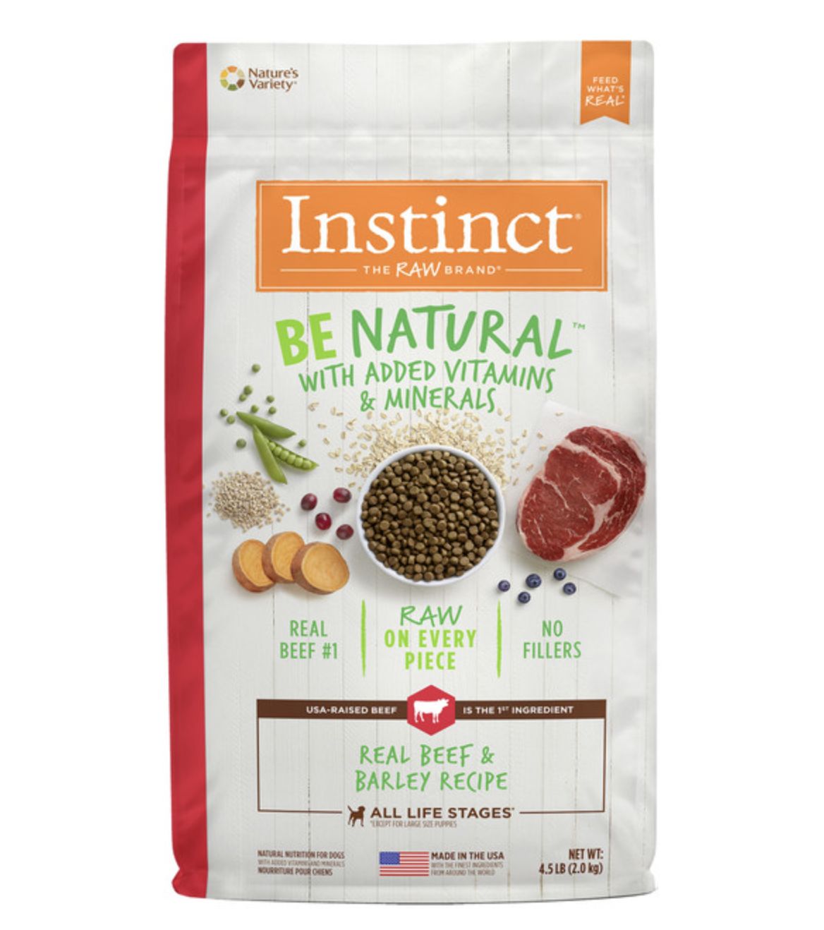 Instinct Dog Be Natural Beef &amp; Barley, Size: 4.5lb