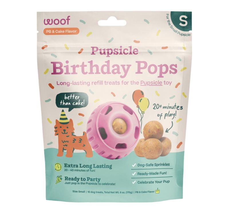 Woof Dog Pops Birthday Peanut Butter &amp; Cake Flavor