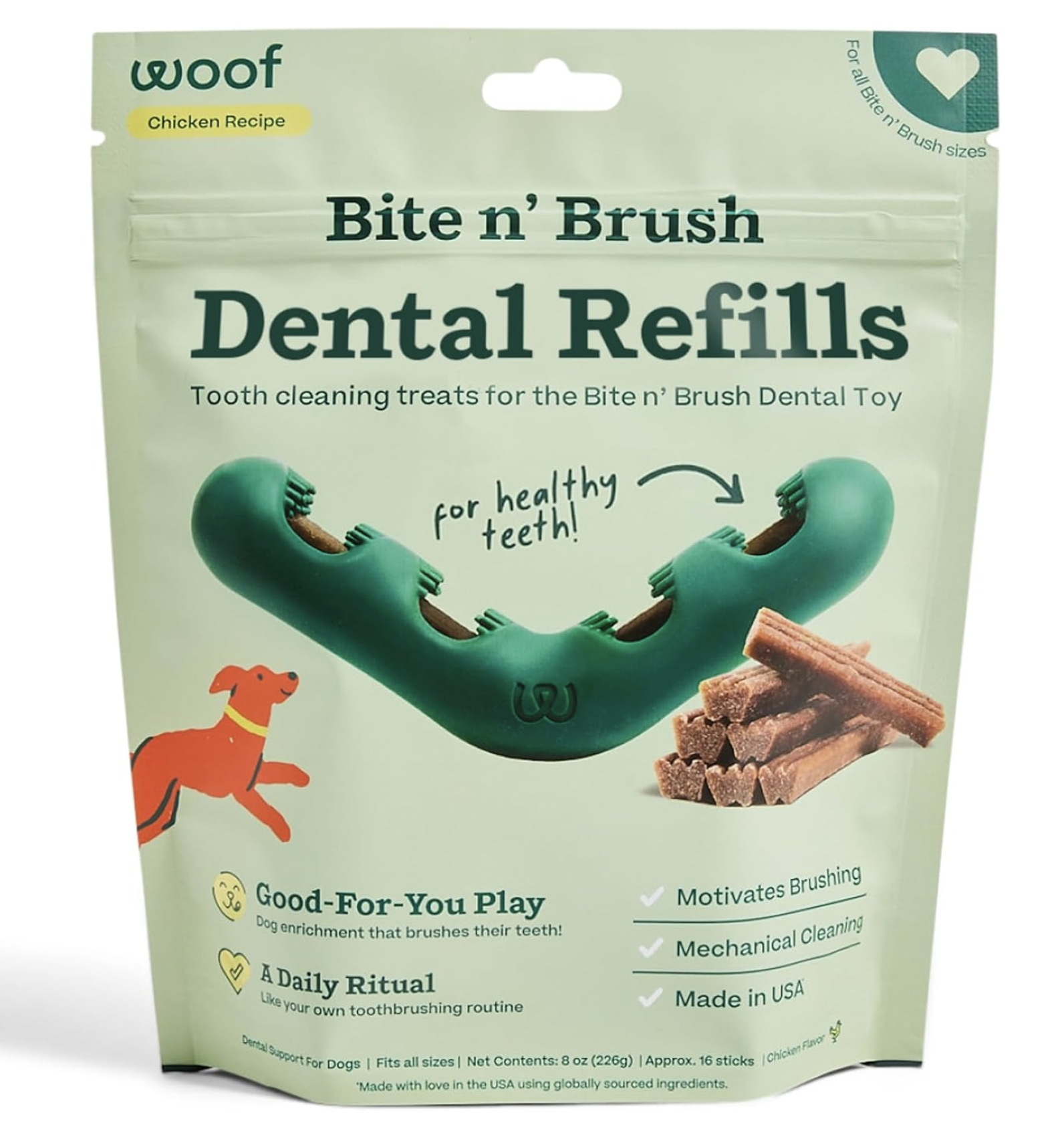 Woof Dog Bite n' Brush Refill PB & Chicken 8oz