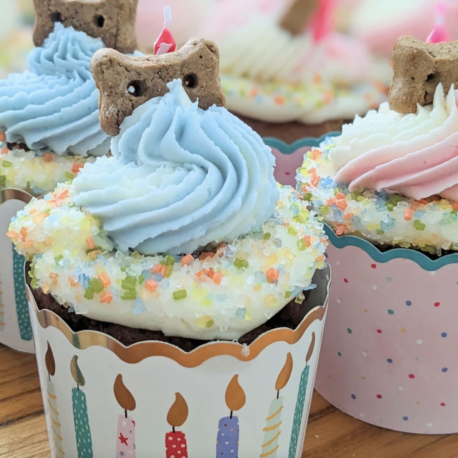 District Dog Soft Frosting Cupcake Blue