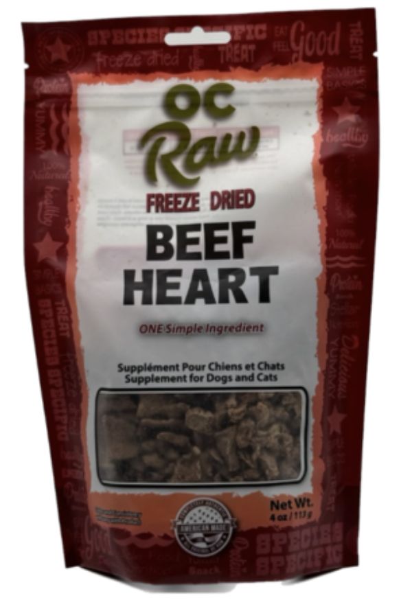 OC Raw Freeze Dried Beef Hearts 4oz