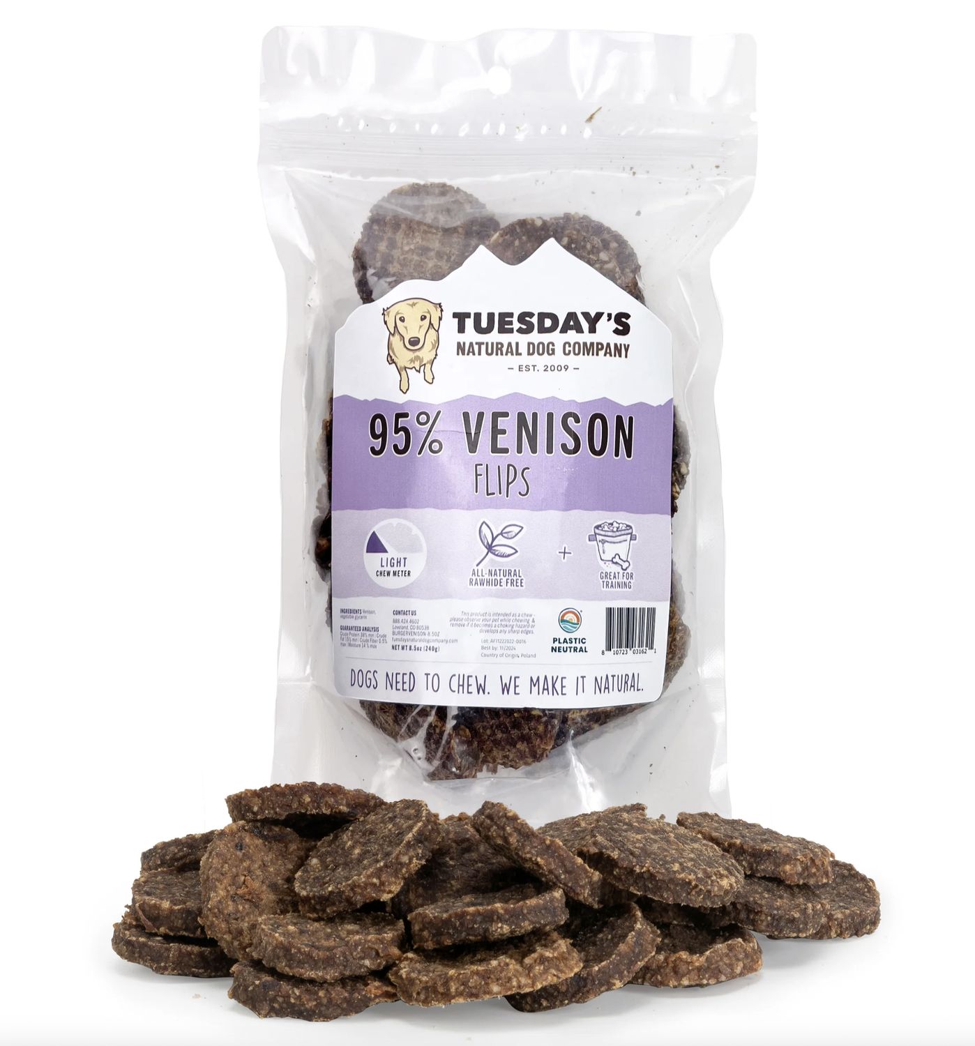 Tuesday&#39;s Dog Venison Flips 8.5oz