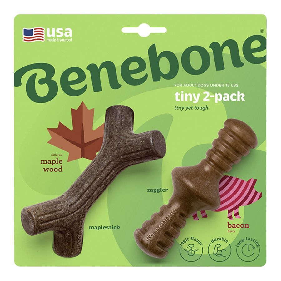 Benebone Dog Zaggler Bacon Tiny 2-Pack