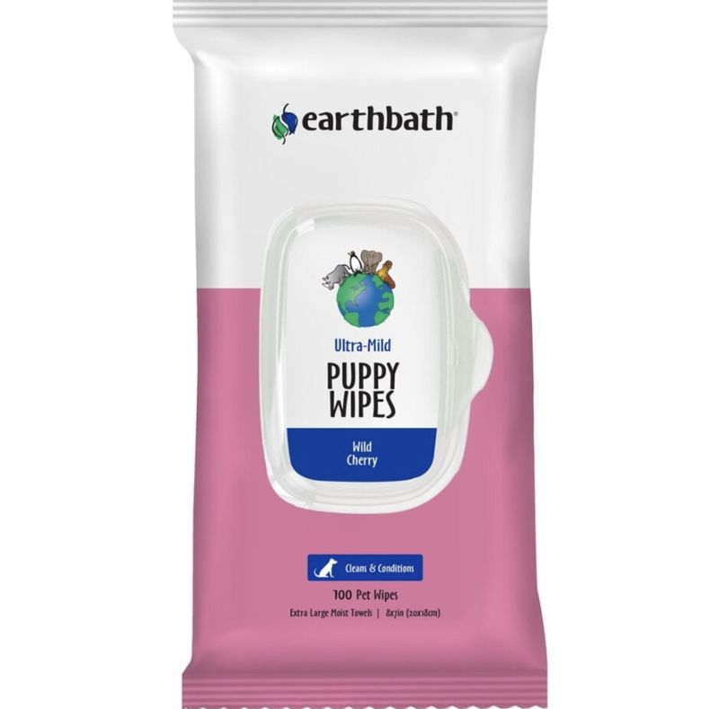 Earthbath Puppy Ultra Mild Wipes Wild Cherry 100ct