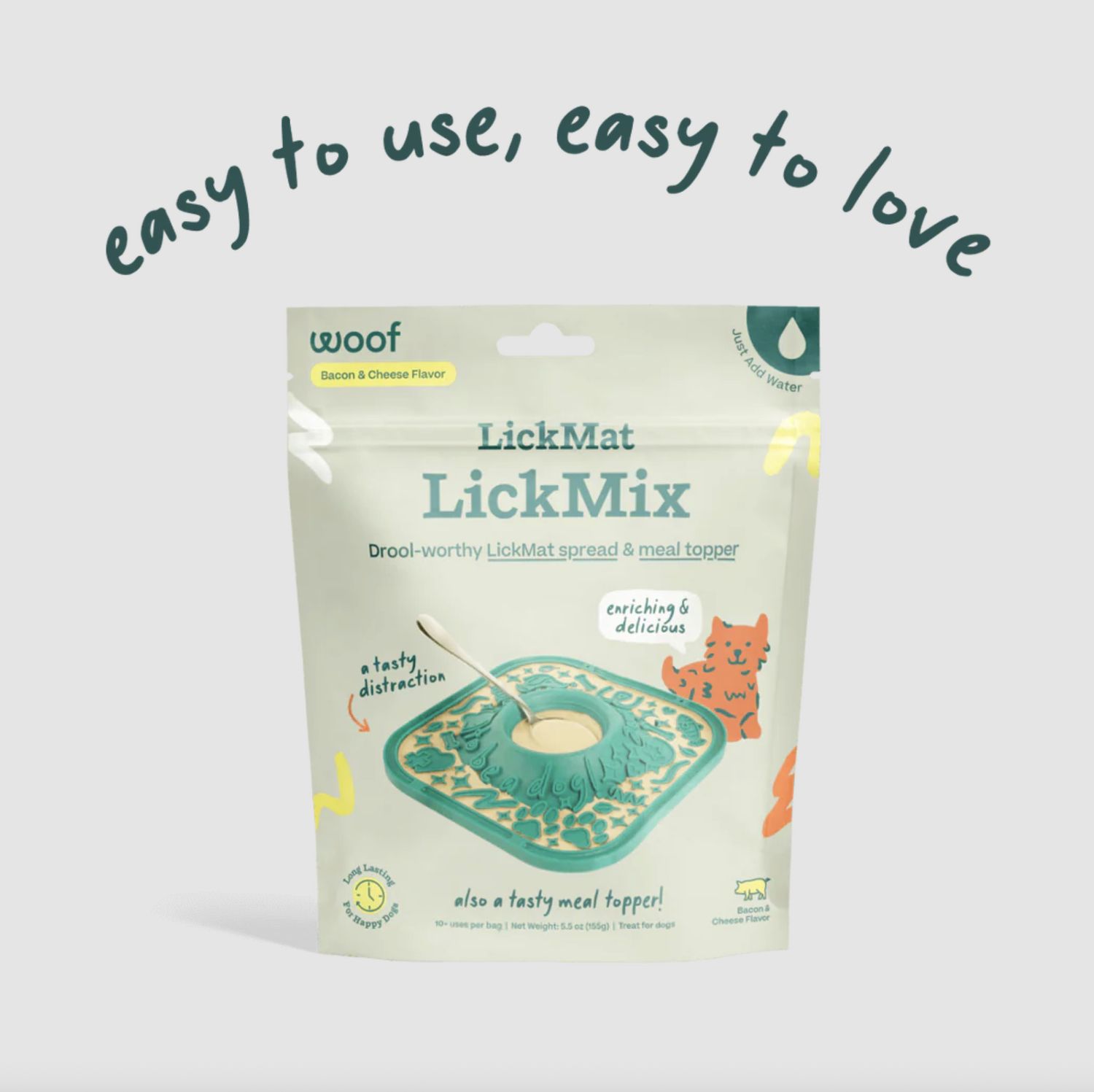 Woof Lick Mat Mix Bacon &amp; Cheese 5.5oz