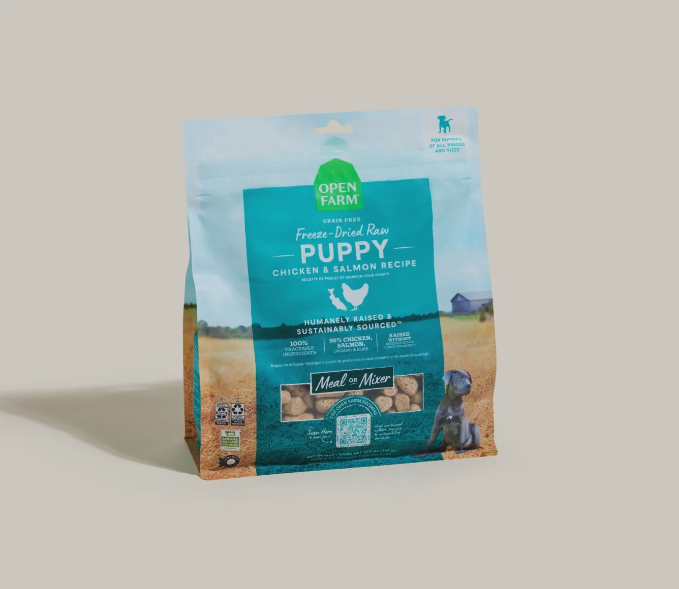 Open Farm Dog Freeze Dried Raw Morsels Puppy Chicken &amp; Salmon, Size: 13.5