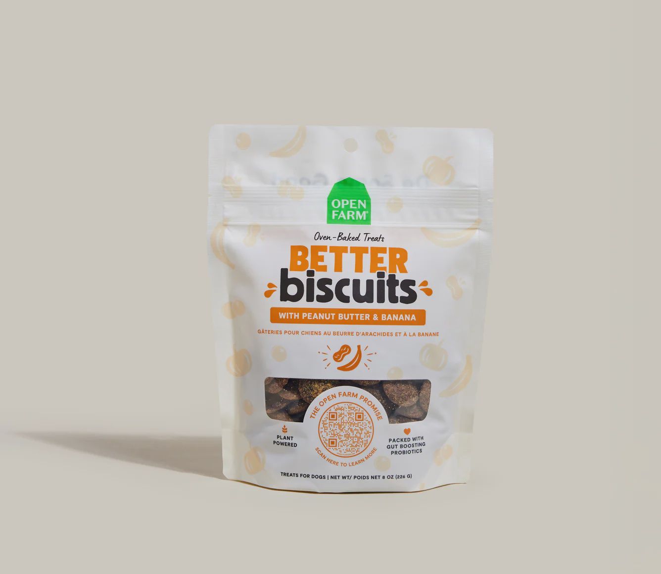 Open Farm Dog Better Biscuits Peanut Butter &amp; Banana 8oz