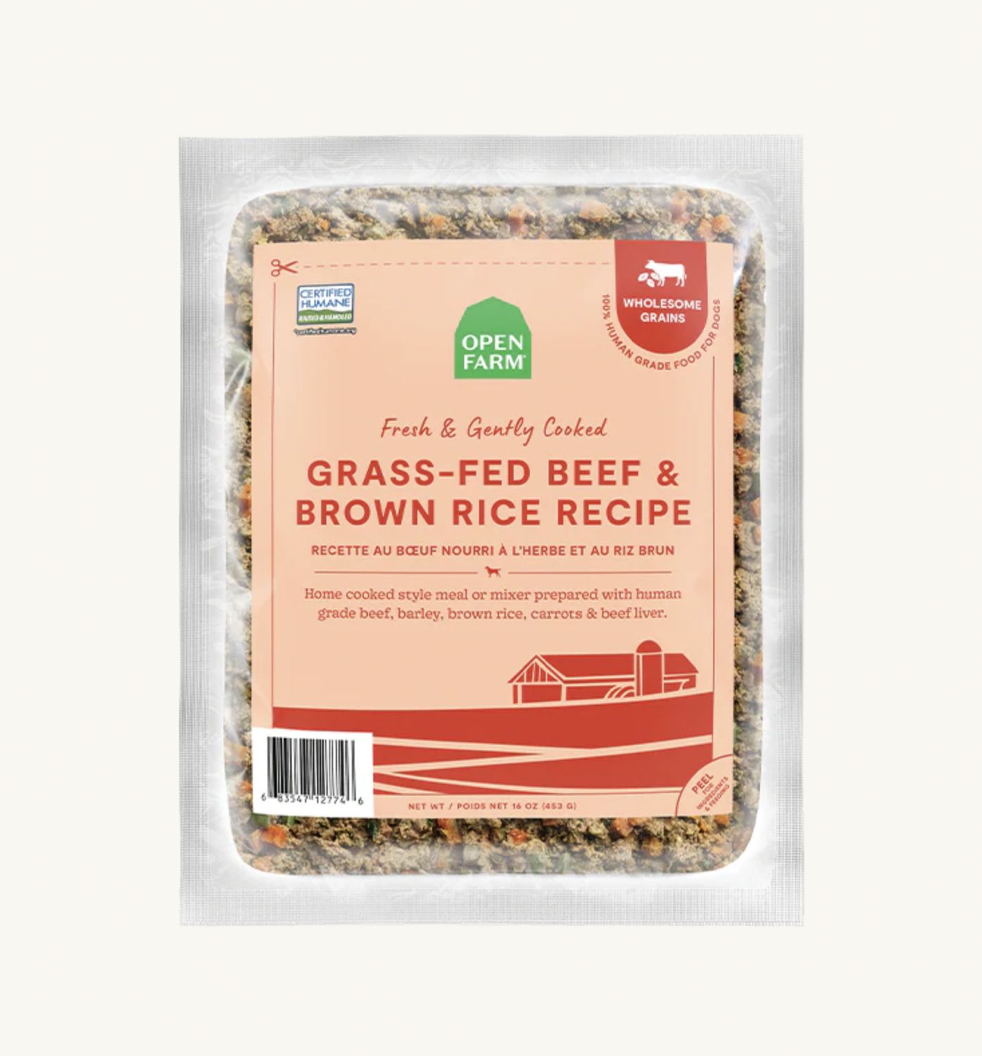 Open Farm Dog Frozen Gently Cooked Beef &amp; Brown Rice, Size: 16oz