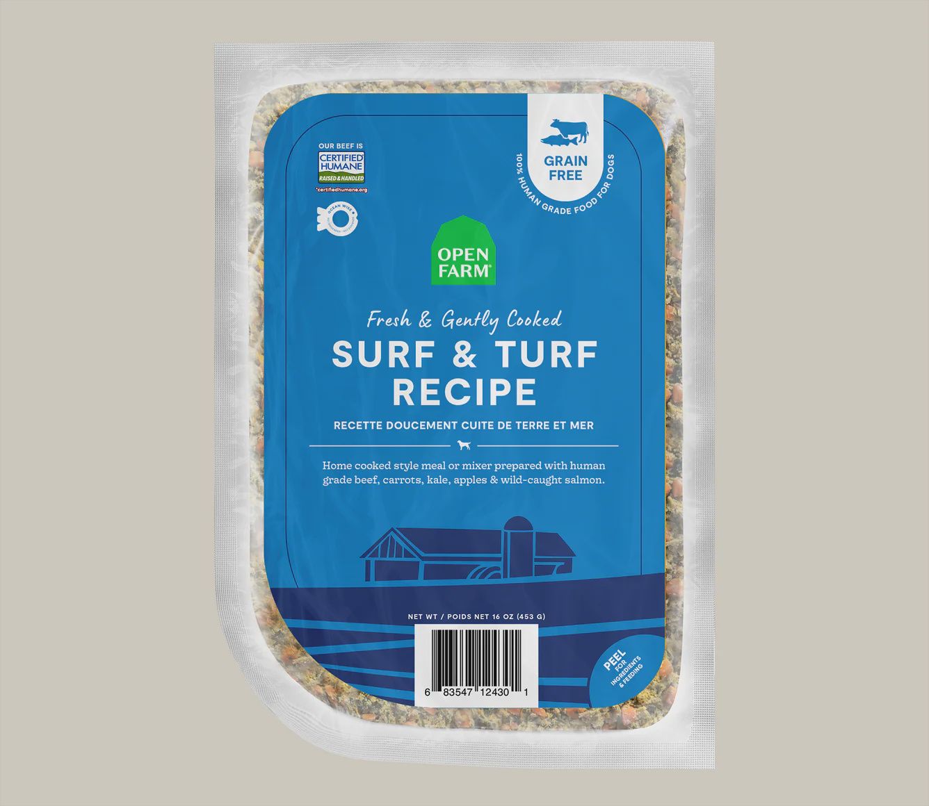 Open Farm Dog Frozen Gently Cooked Surf &amp; Turf, Size: 8oz