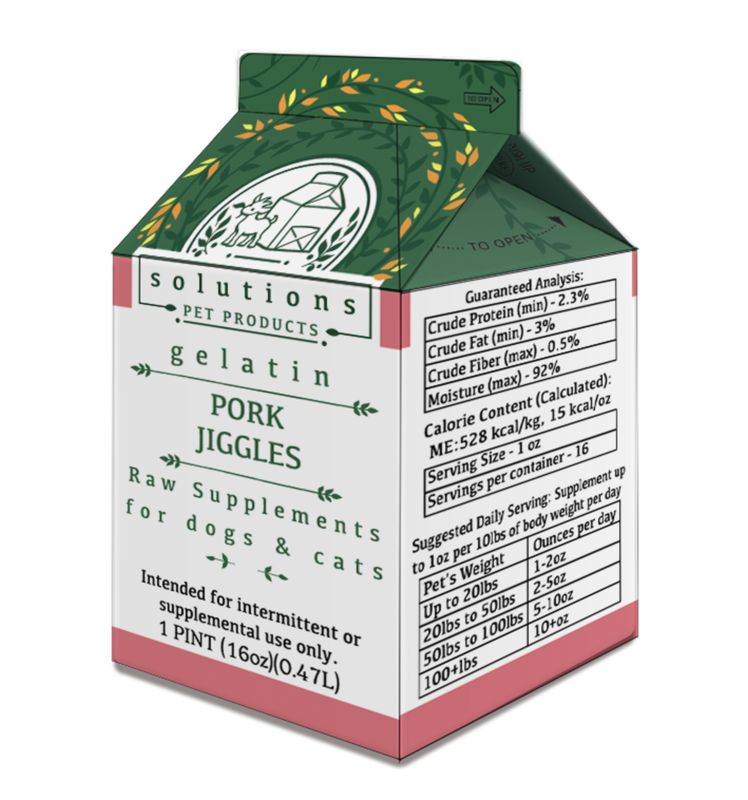 Solutions Frozen Raw Goat Milk Pork Jiggles 16oz