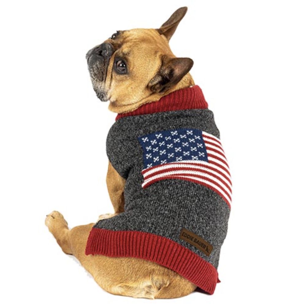 Petrageous Eddie Bauer American Flag Crewneck Charcoal, Size: X-Small