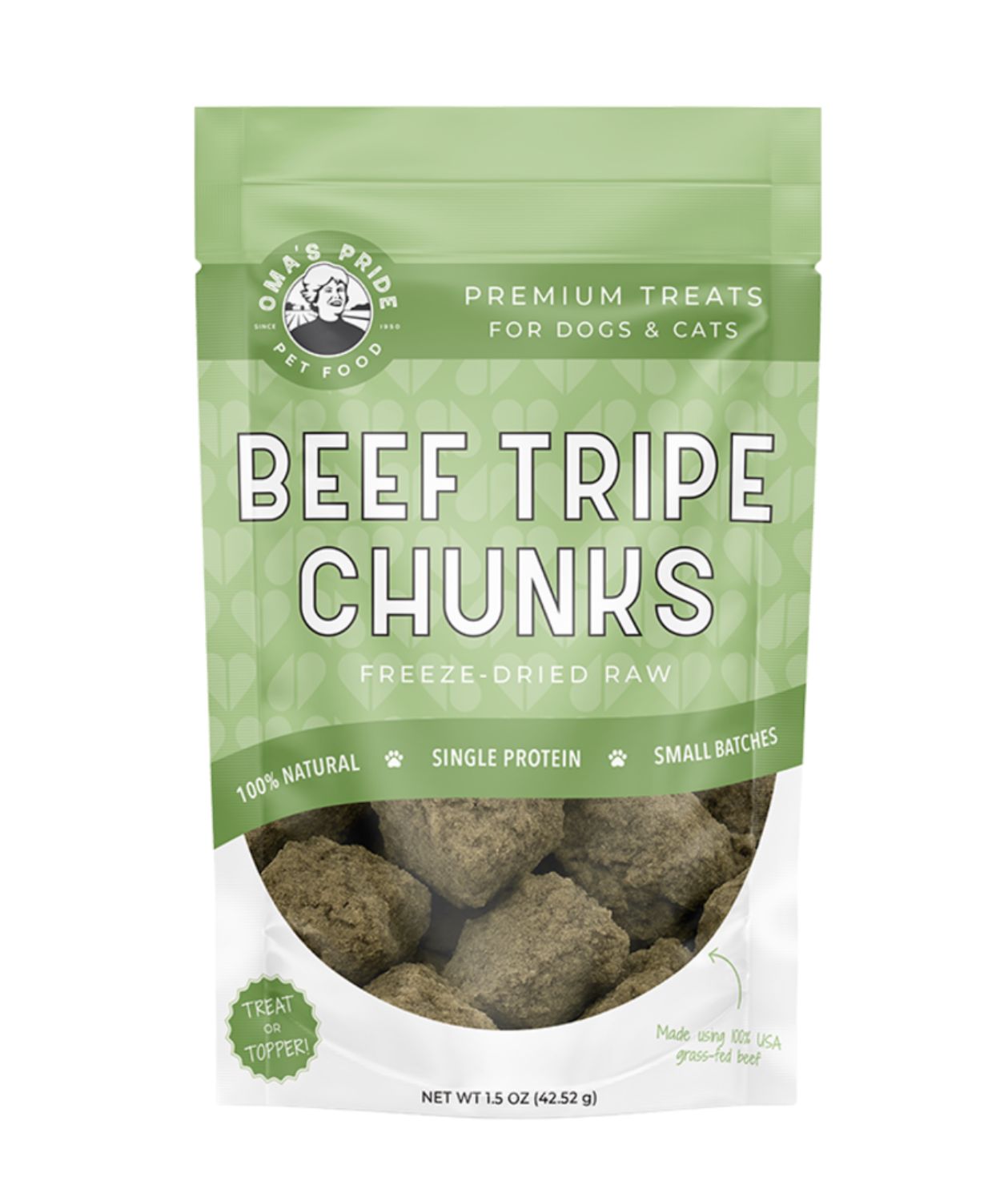 Oma&#39;s Pride Dog &amp; Cat Freeze Dried Beef Tripe Treats 1.5oz