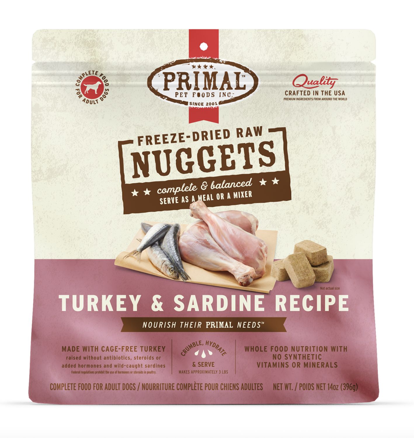 Primal Dog Freeze Dried Nuggets Turkey &amp; Sardine 14oz