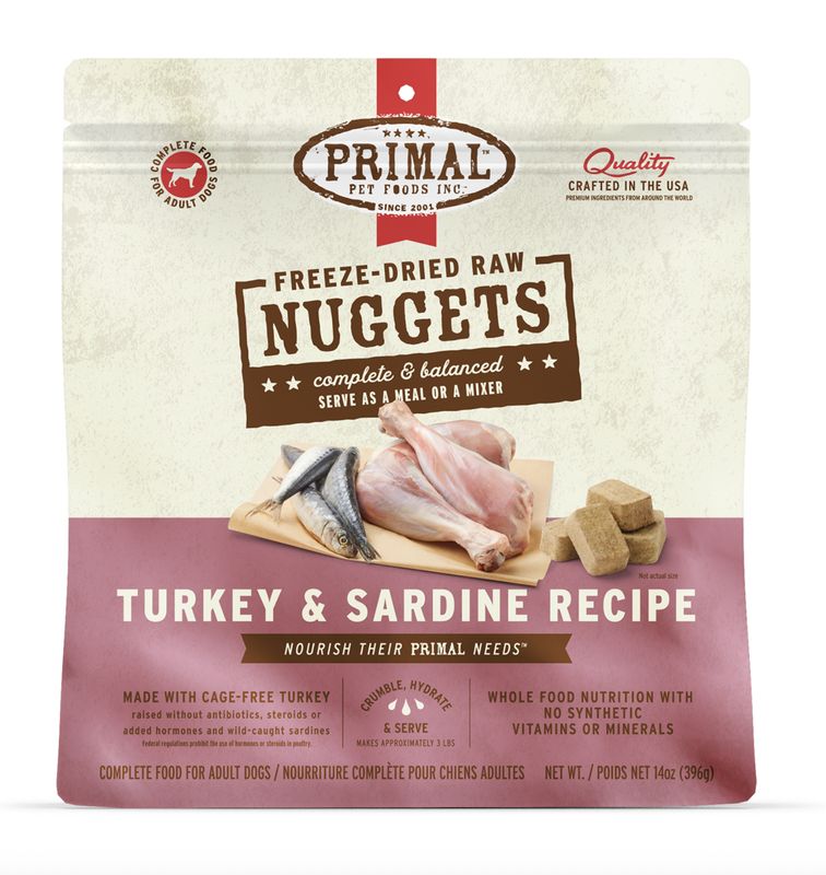 Primal Dog Freeze Dried Nuggets Turkey &amp; Sardine 14oz