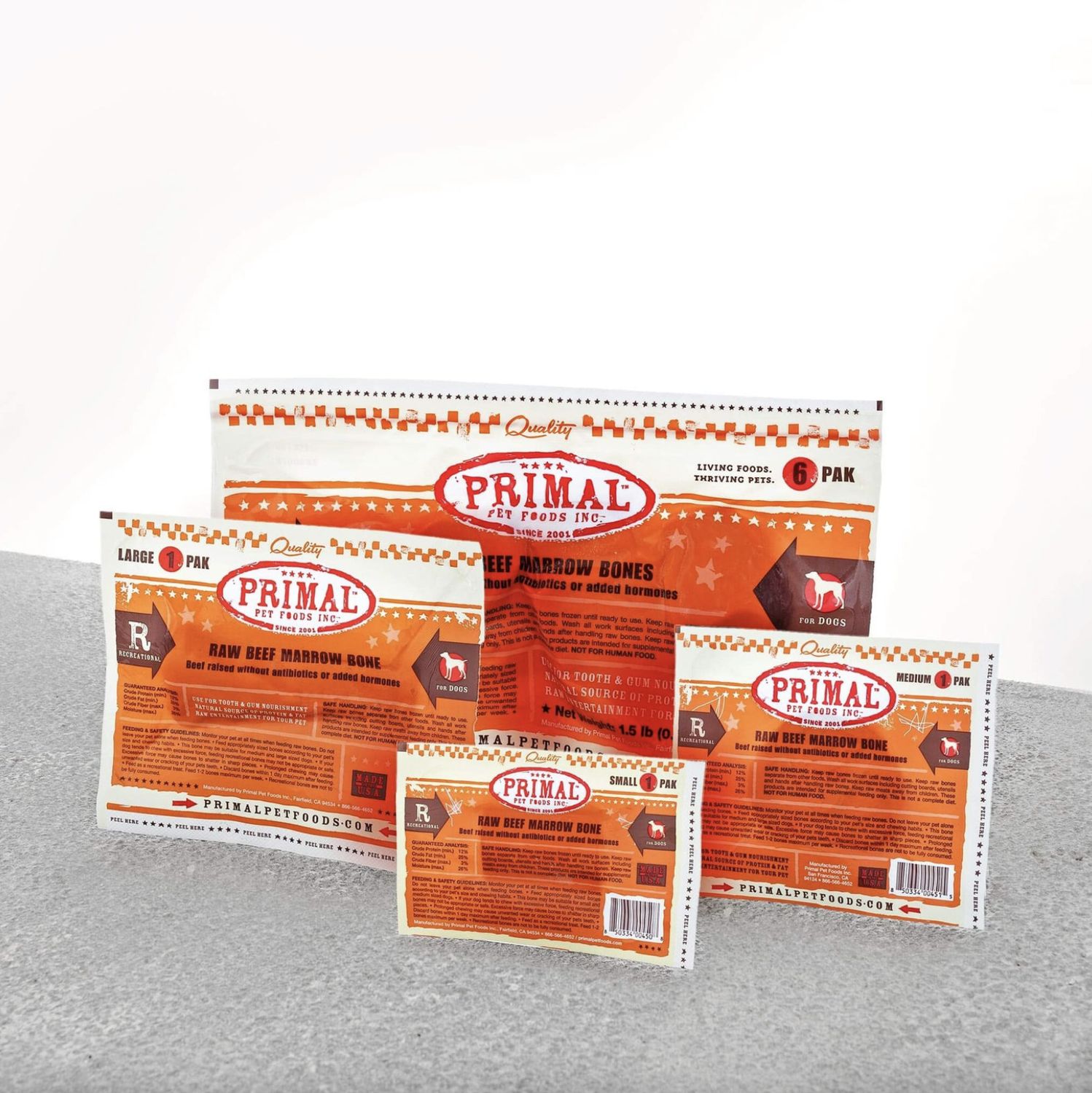 Primal Dog Frozen Marrow Bone Chew, Size: Small