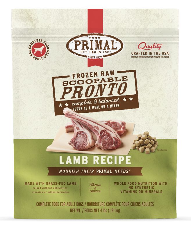 Primal Dog Frozen Pronto Raw Lamb 4lb