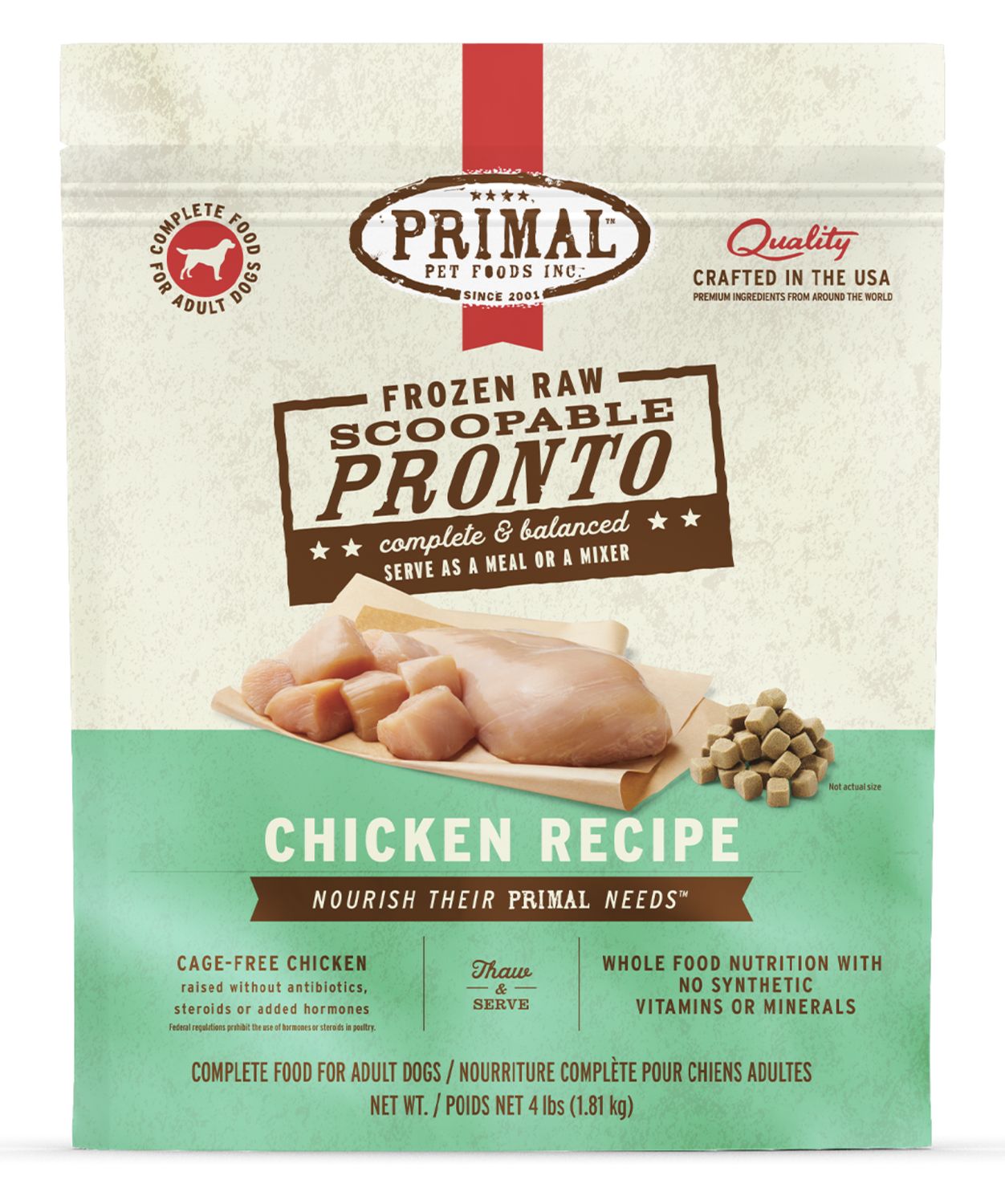 Primal Dog Frozen Pronto Raw Chicken 4lb