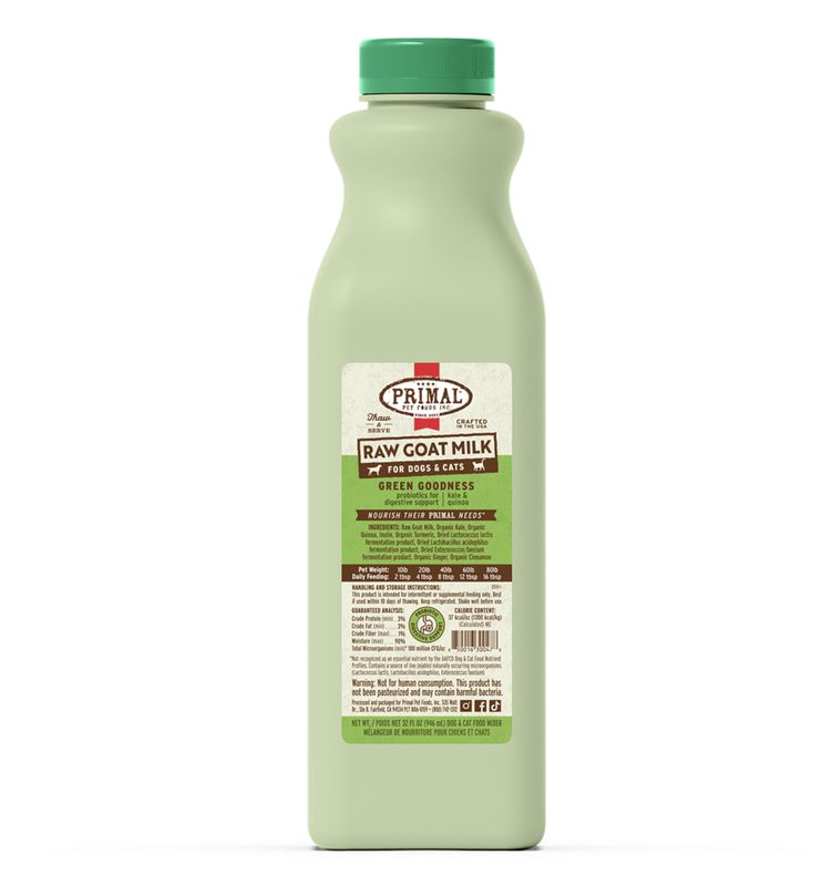 Primal Frozen Raw Goat Milk Green Goodness