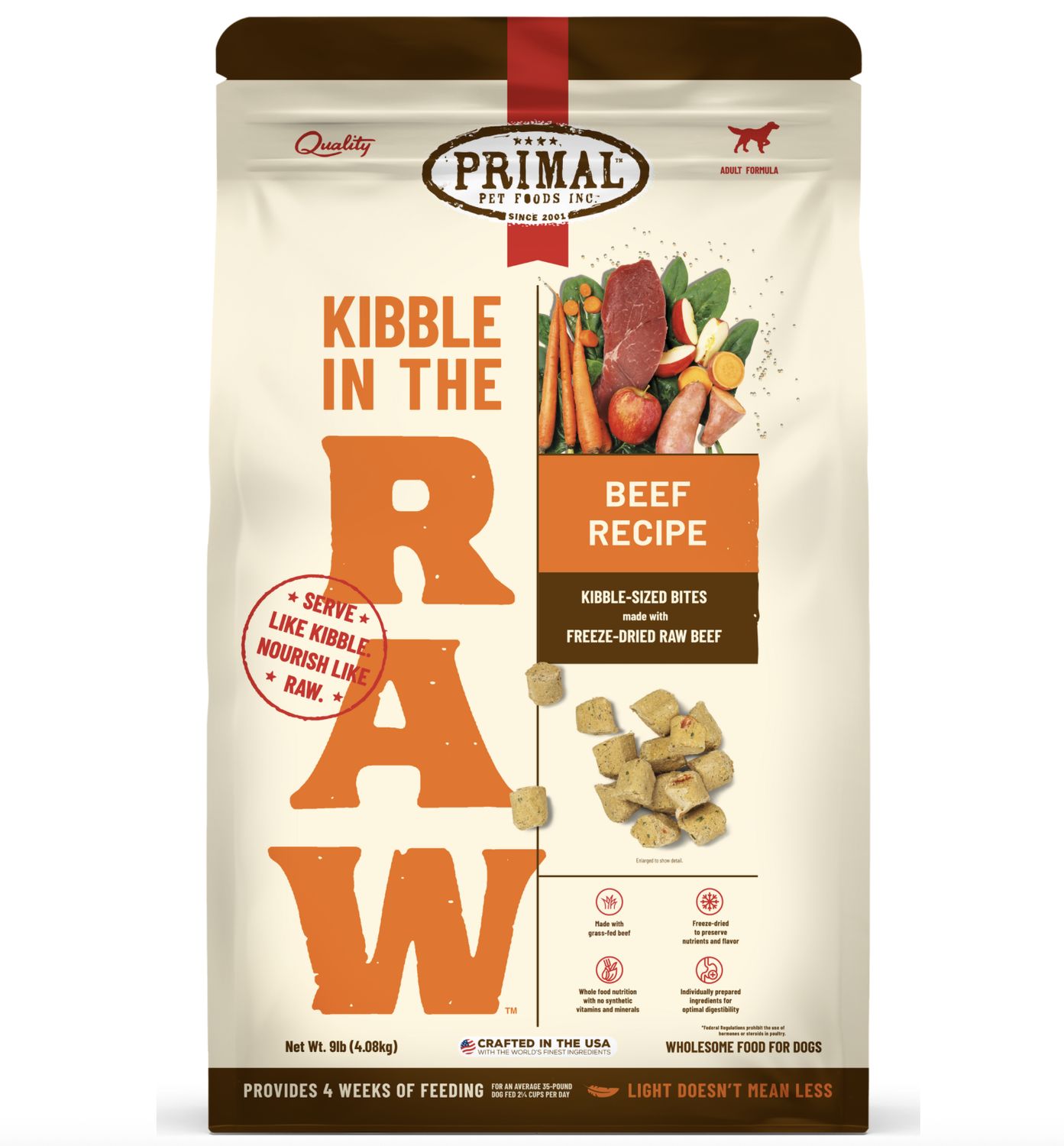 Primal Dog Freeze-Dried Kibble in the Raw Beef, Size: 1.5lb