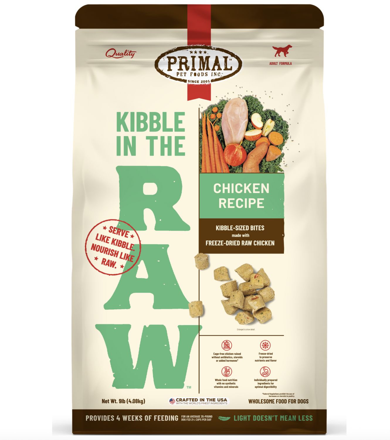 Primal Dog Freeze-Dried Kibble In The Raw Chicken, Size: 1.5lb