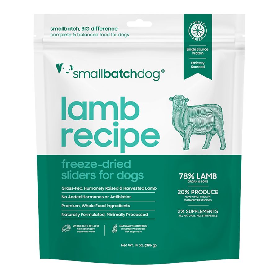 Small Batch Dog Freeze-Dried Lamb Sliders, Size: 14oz