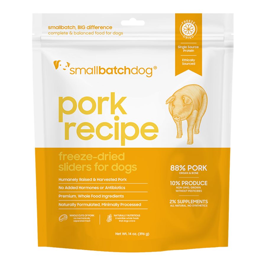 Small Batch Dog Freeze-Dried Pork Sliders, Size: 14oz